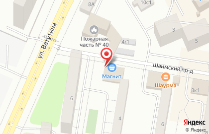 Супермаркет Магнит у дома в Тюмени на карте