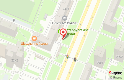Киоск по продаже фруктов и овощей, Выборгский район на проспекте Художников на карте