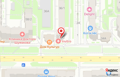 Медицинская компания Инвитро на проспекте Максима Горького на карте