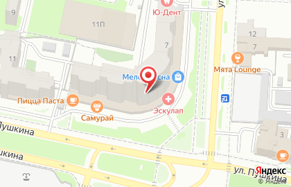Магазин Цветочный Ряд на улице Пушкина на карте