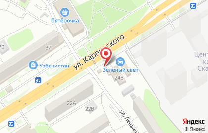 Донер-бистро на улице Карпинского на карте