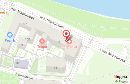 Психотерапевтический центр Карповка25 на набережной Мартынова на карте