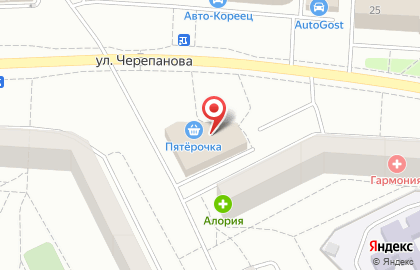 Супермаркет Пятёрочка на улице Черепанова на карте