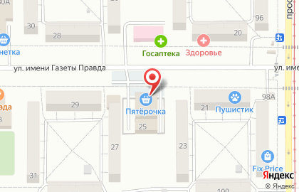 Дискаунтер Пятёрочка в Правобережном районе на карте