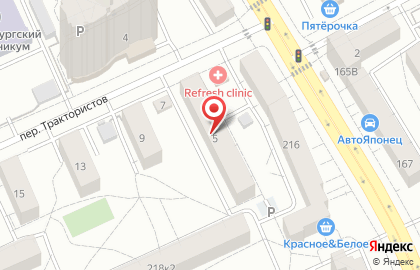 Мясной №5 в переулке Трактористов на карте