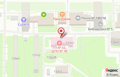 Городская поликлиника №43 на Ленинском проспекте на карте
