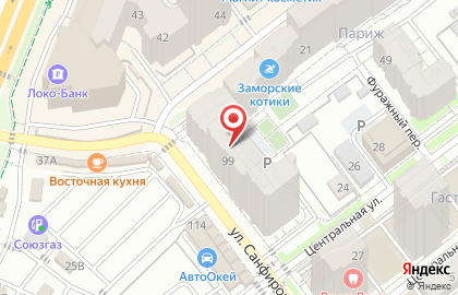 Магазин у дома Бристоль на улице Санфировой на карте