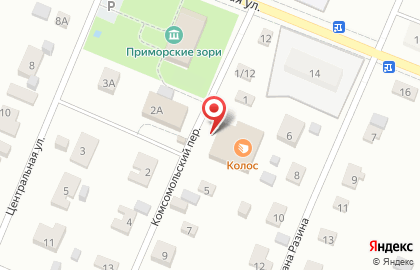 Магазин-пекарня Колосс Приморский в Комсомольском переулке на карте