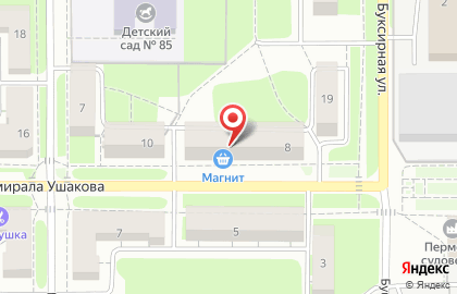 Сеть супермаркетов Магнит на улице Адмирала Ушакова на карте