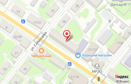 Магазин мясной продукции Великолукский мясокомбинат, магазин мясной продукции на улице Сибирцева на карте