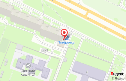 Супермаркет Пятёрочка на улице Державина, 4 к 1 на карте