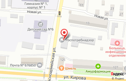 Центр гигиены и эпидемиологии по Амурской области в городах Белогорск и Райчихинск, Архаринском, Белогорском, Бурейском, Завитинском, Михайловском, Октябрьском, Ромненском и Серышевском районах на карте
