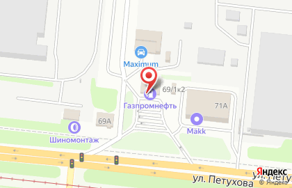 Автомойка Газпромнефть на улице Петухова, 69/1 на карте