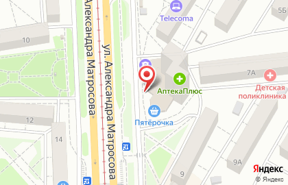 Оператор сотовой связи Теле 2 на улице Александра Матросова на карте