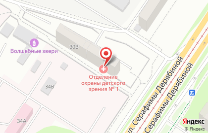Екатеринбургский центр МНТК на улице Серафимы Дерябиной на карте