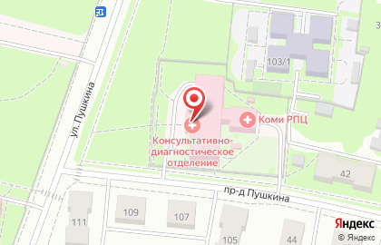 Коми республиканский перинатальный центр на улице Пушкина на карте
