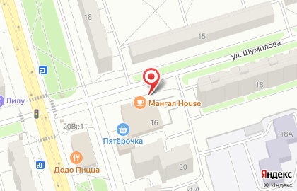 Киоск по продаже овощей, фруктов на улице Шумилова на карте