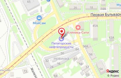 Заправочная станция Пятигорские нефтепродукты на Московской улице на карте