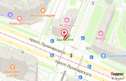 Киоск по продаже печатной продукции Новая пресса на проспекте Луначарского на карте