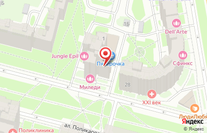 Магазин разливного пива Пифко на аллее Поликарпова на карте