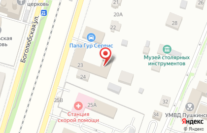 Шиномонтажная мастерская на ул. Грибоедова, 23 на карте