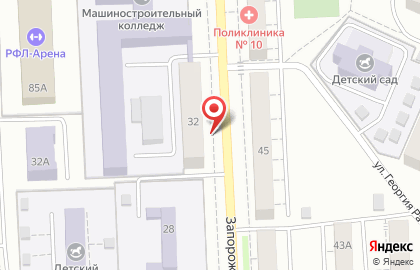 Общежитие Самарский машиностроительный колледж на Запорожской улице на карте