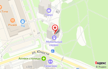 Школа танцев Феерия на улице Юности в Зеленограде на карте