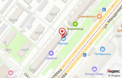 Магазин мясной продукции Рощинский на улице Менделеева на карте