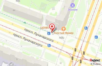 Пекарня-кондитерская Цех85 на проспекте Луначарского на карте