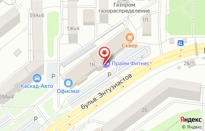 Супермаркет Пятёрочка на бульваре Энтузиастов на карте