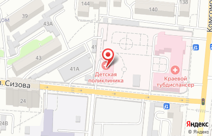 Поликлиника Алтайский краевой противотуберкулезный диспансер в Октябрьском районе на карте