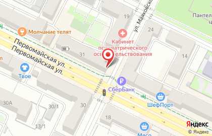 Продовольственный магазин на Первомайской улице на карте