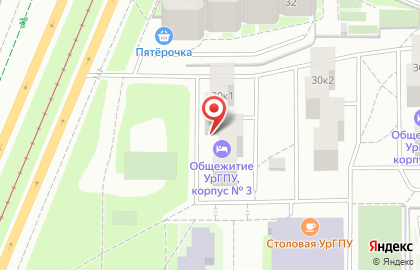 Общежитие, УрГПУ на проспекте Космонавтов на карте