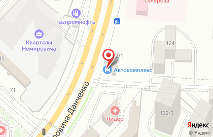 Автокомплекс на улице Немировича-Данченко на карте