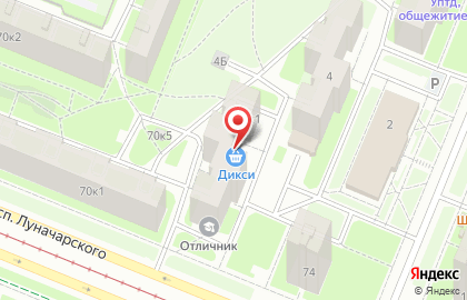 Супермаркет Дикси на проспекте Луначарского на карте