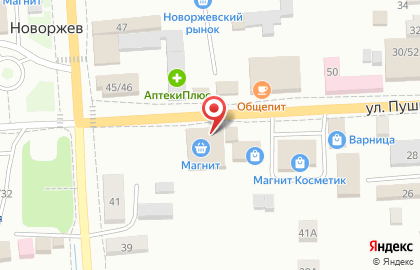 Супермаркет Магнит на улице Пушкина на карте