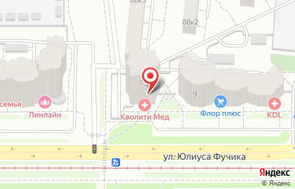 Медицинский центр Кволити Мед на улице Юлиуса Фучика на карте