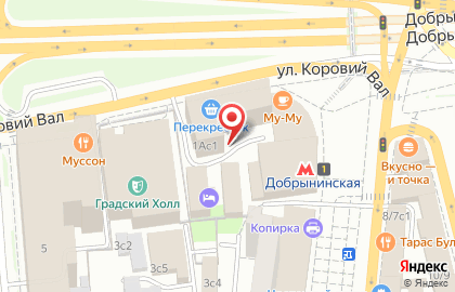 Перекресток на Добрынинской (ул Коровий Вал) на карте