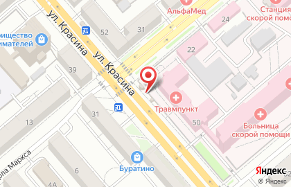Магазин и киоск Хлебный дом на улице Красина на карте