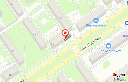 Продуктовый магазин на улице Лескова 12 на карте