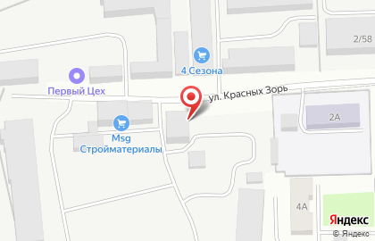 Киоск по продаже хлебобулочных изделий на улице Красных Зорь на карте
