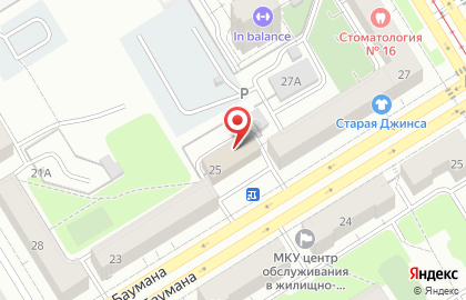 Автостоянка на ул. Баумана, 25а на карте