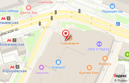 Кофейня Шоколадница на метро Полежаевская на карте