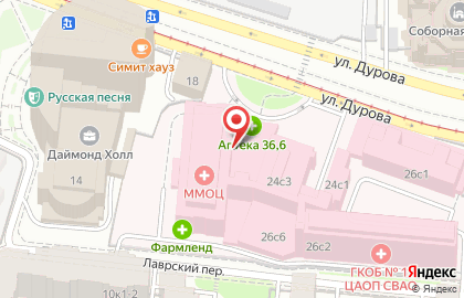 Московский международный онкологический центр на улице Дурова на карте