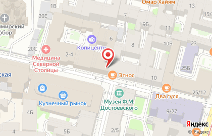 Грузинское кафе Этнос в Кузнечном переулке на карте