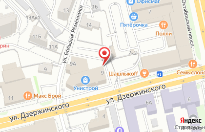 ОАО АКБ РосЕвроБанк на улице Дзержинского на карте