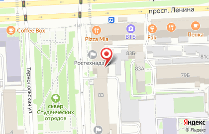 Челябинский филиал Банкомат, Банк ВТБ 24 на проспекте Ленина, 83 на карте