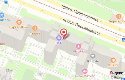 Санкт-петербургский филиал Промсвязьбанк на проспекте Просвещения на карте
