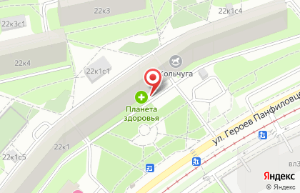 Аптека Планета здоровья на улице Героев Панфиловцев, 22к1 на карте
