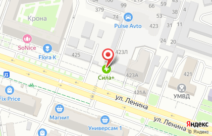 Спортивный магазин Сила+ на улице Ленина на карте